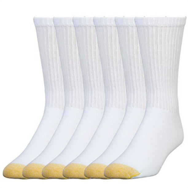Mens Gold Toe Cotton Crew Sock Quarter Ankle Extended 6 Pack White Size 13-15